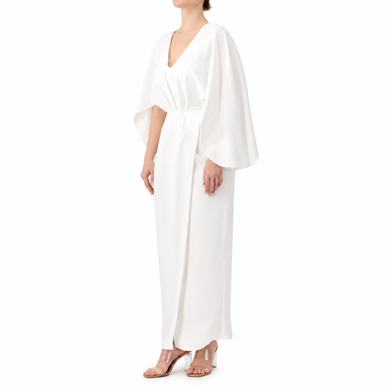Cape-sleeved Wrap Dress