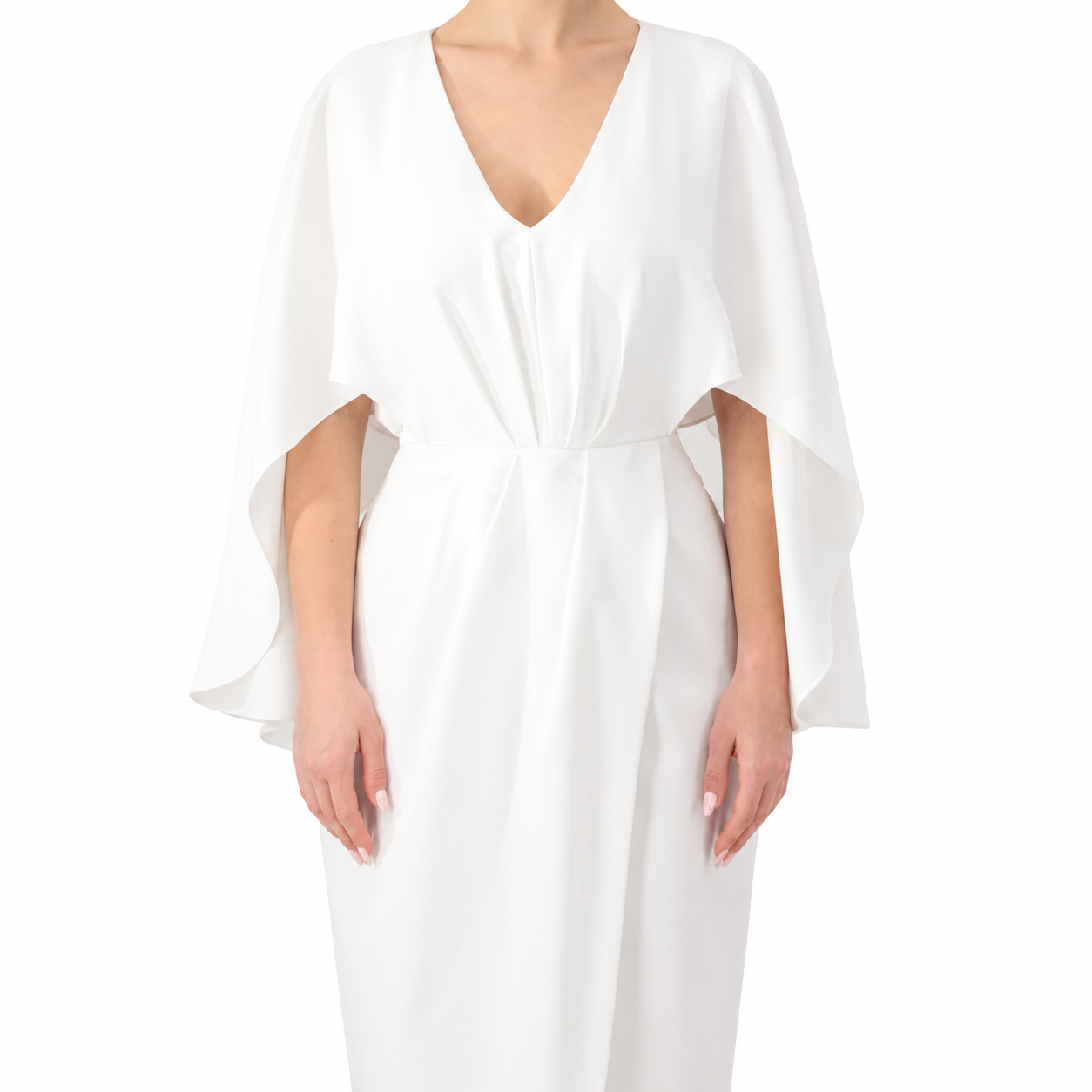Cape-sleeved Wrap Dress