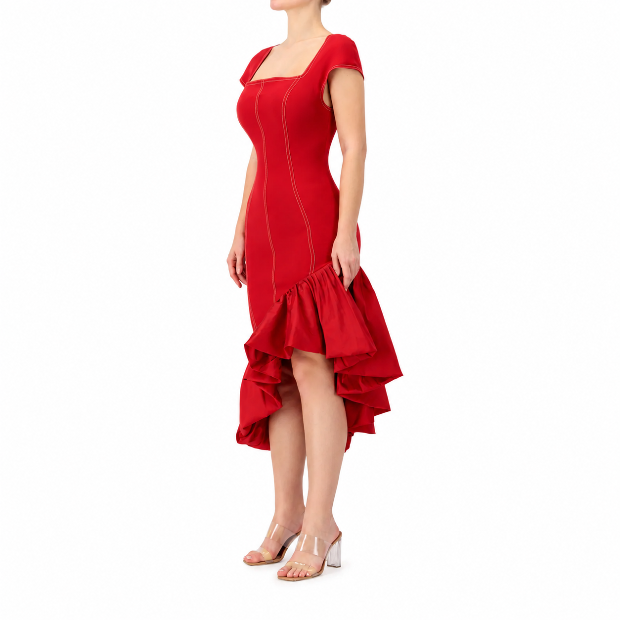 Figure Framing Puffball Ruffled Dress