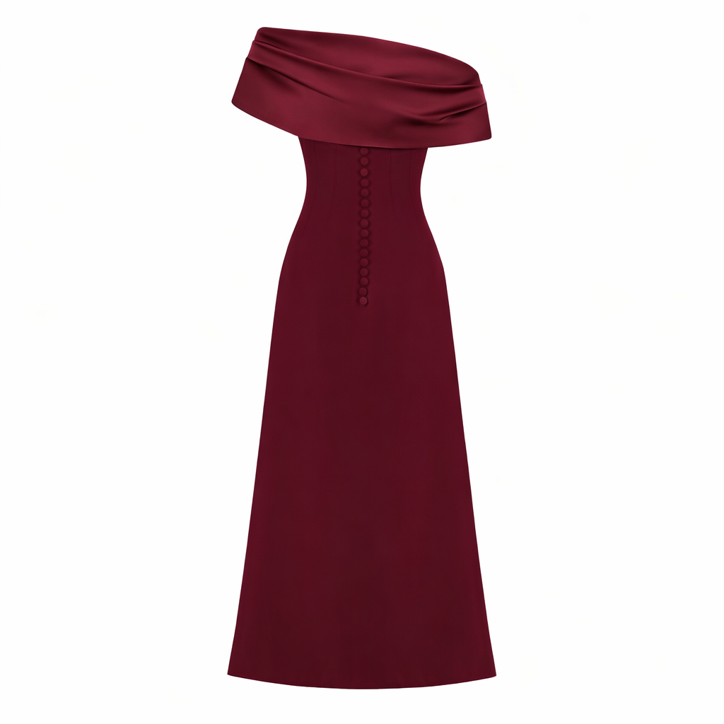 Maroon Draped Body-Filter Dress