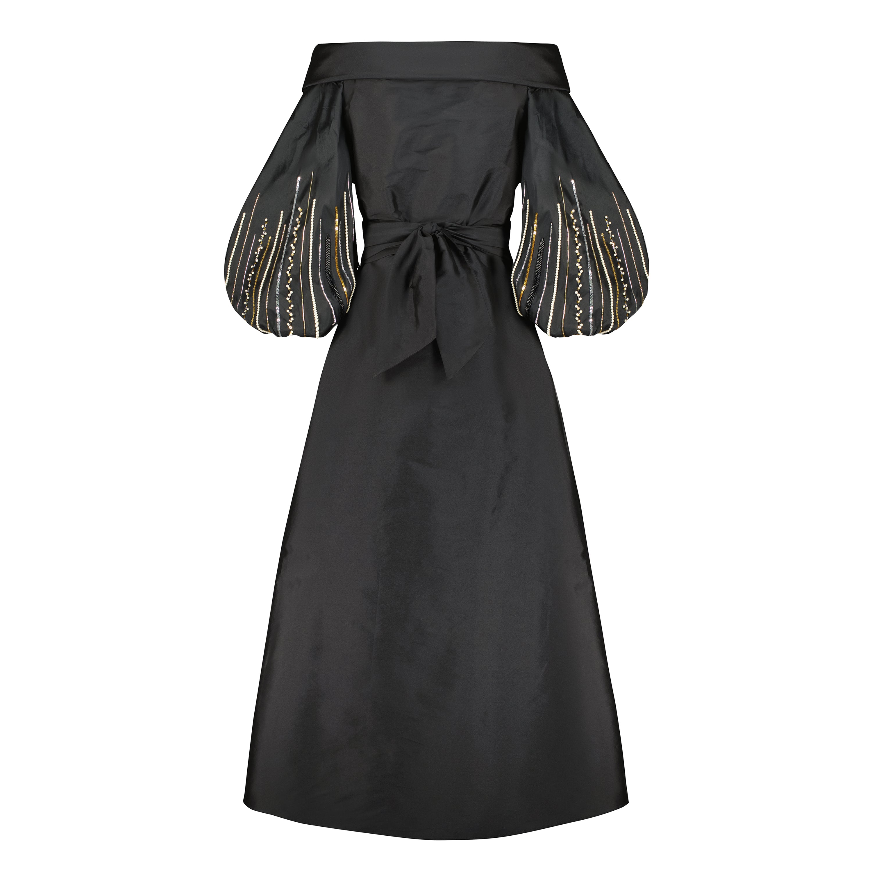 Classic Beaded A-line Wrap Dress