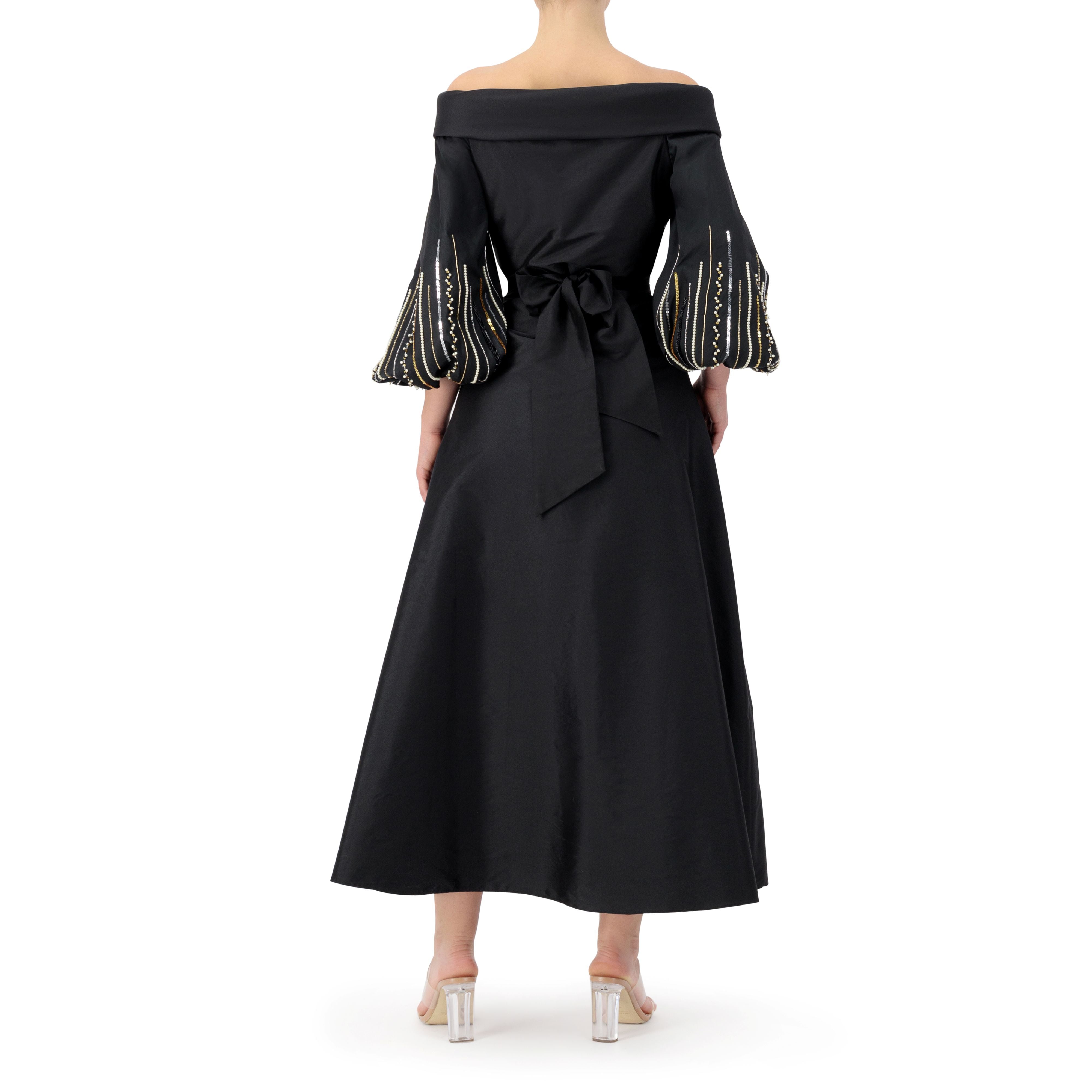 Classic Beaded A-line Wrap Dress