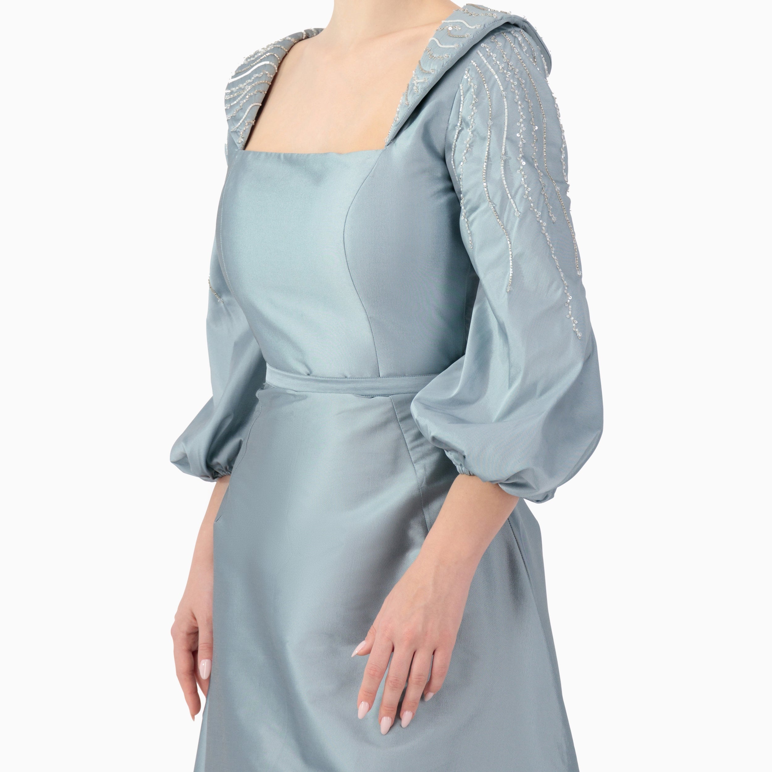 Embellished Collar and Sleeves, A-line Dress