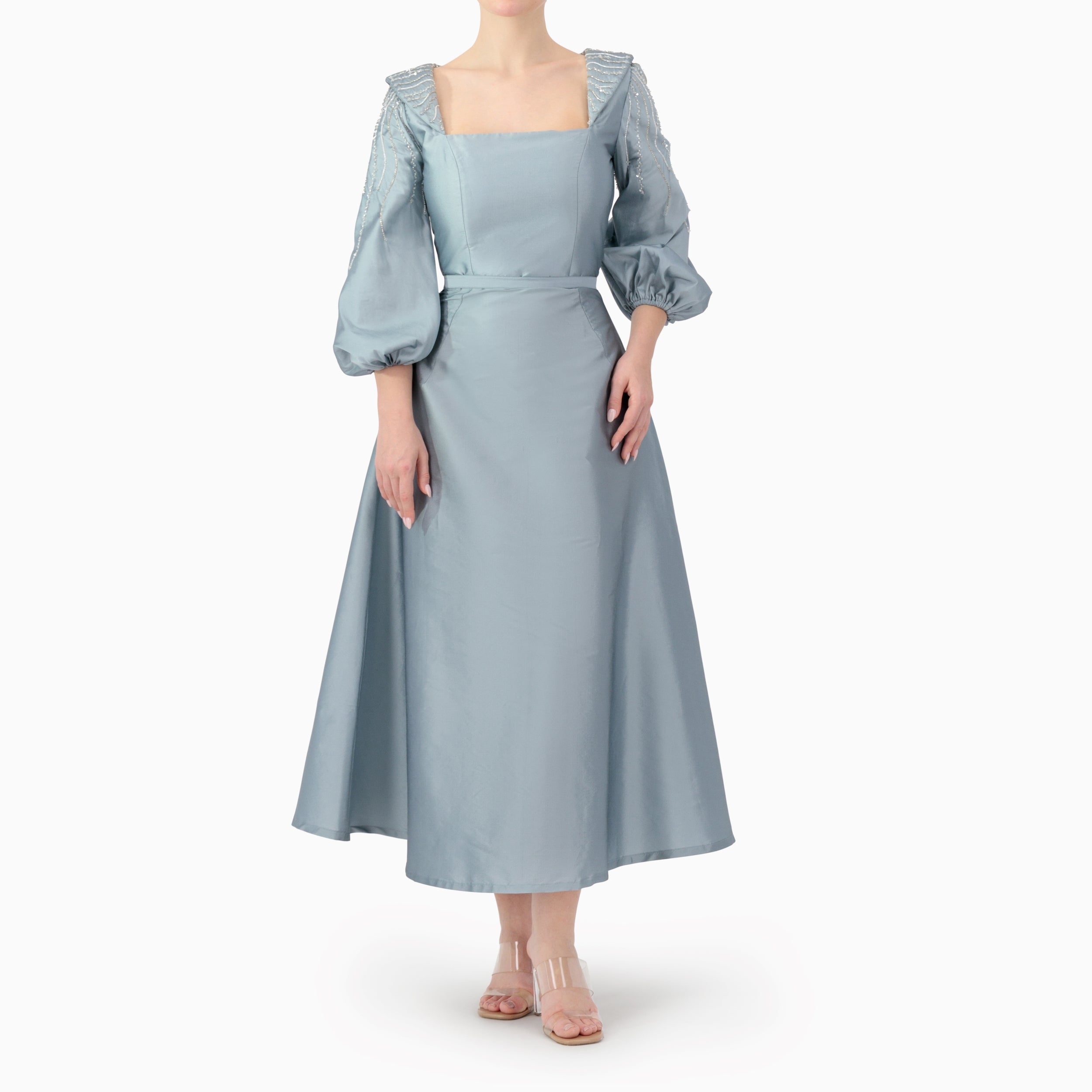 Embellished Collar and Sleeves, A-line Dress