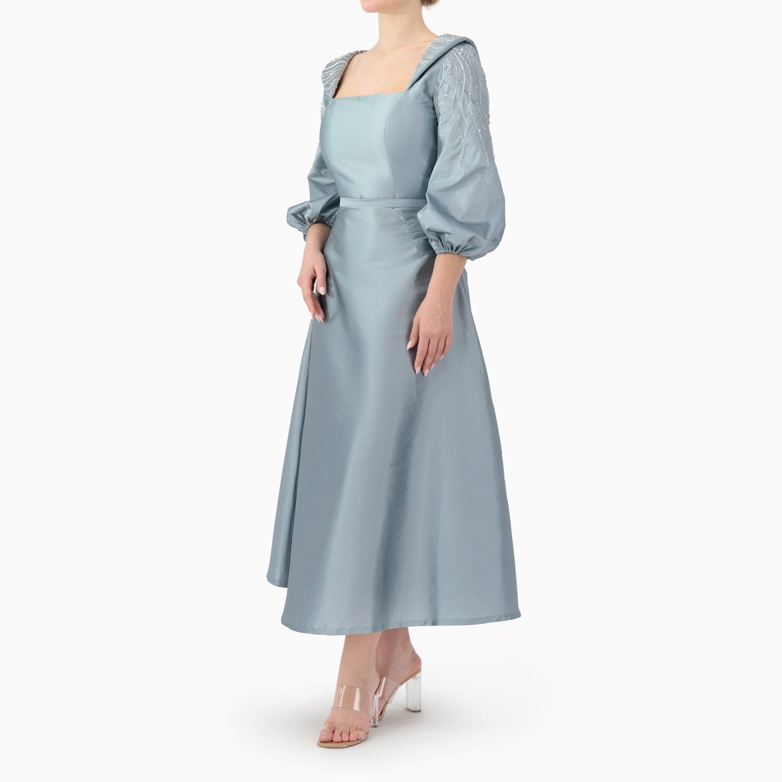 Embellished Collar and Sleeves, A-line Dress