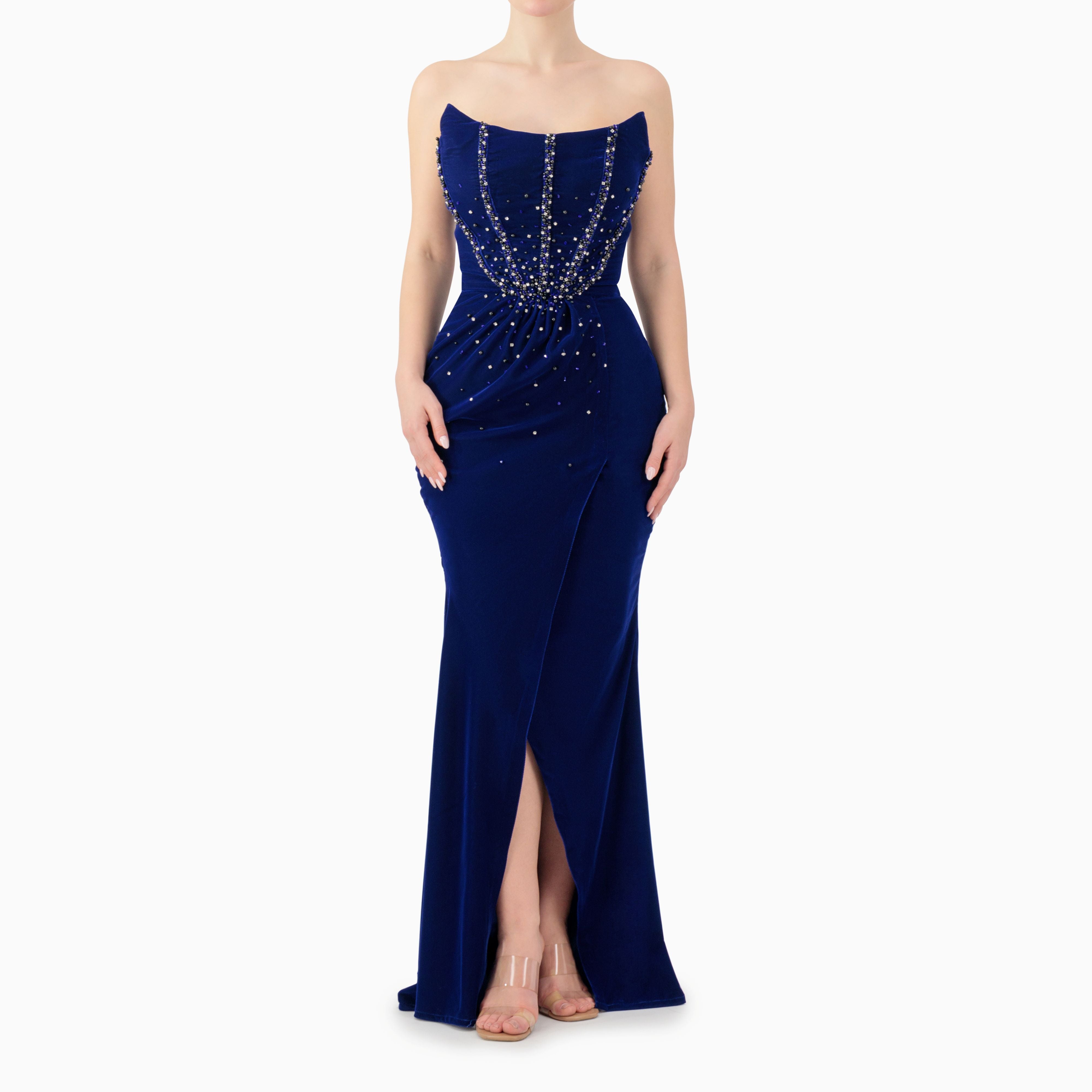 Velvet Corset Strapless  Gown