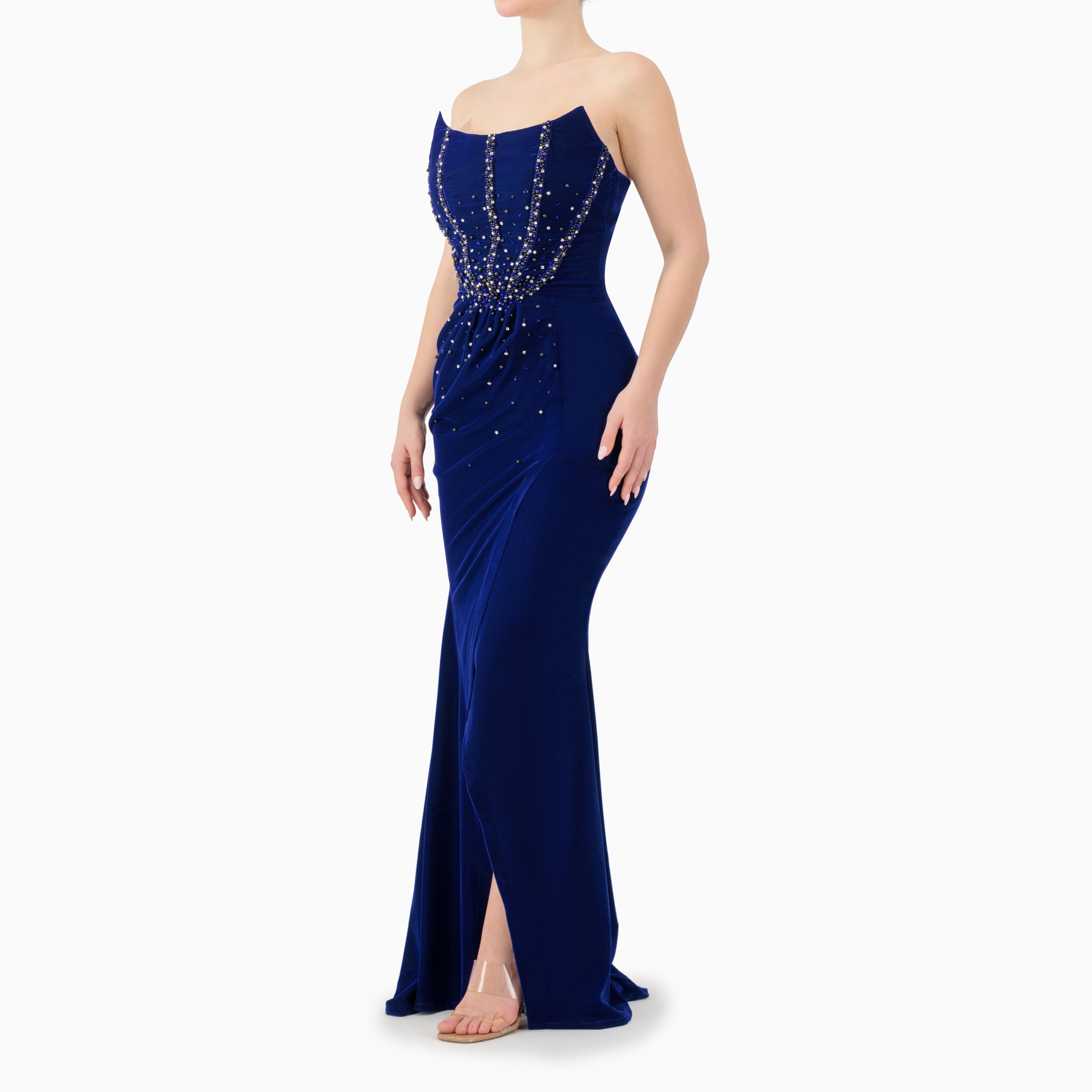 Velvet Corset Strapless  Gown