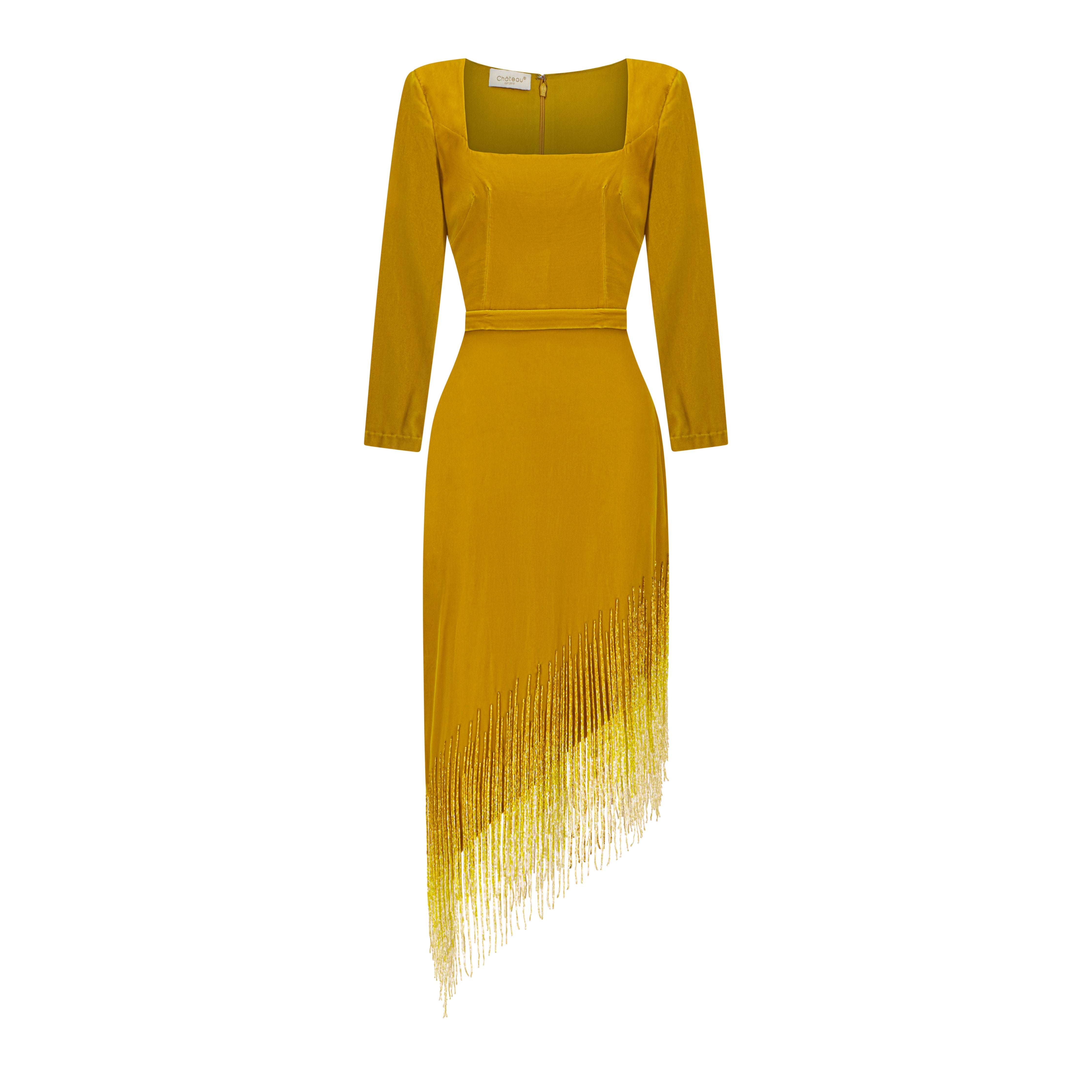 Ombre Asymmetrical Tassels Dress