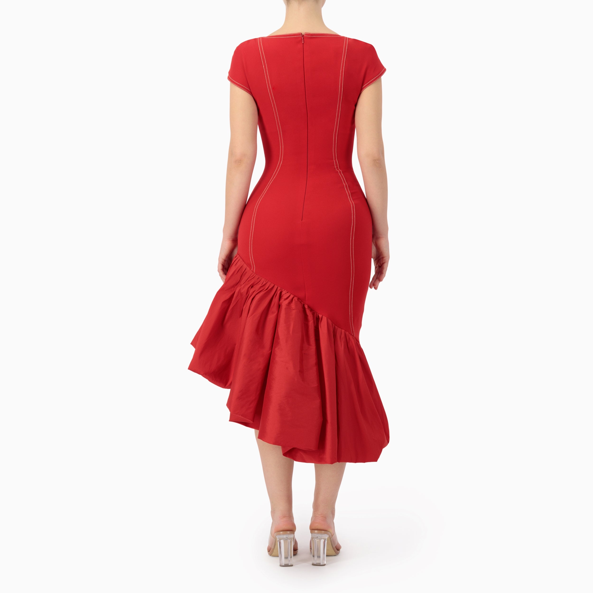 Figure Framing Puffball Ruffled Dress