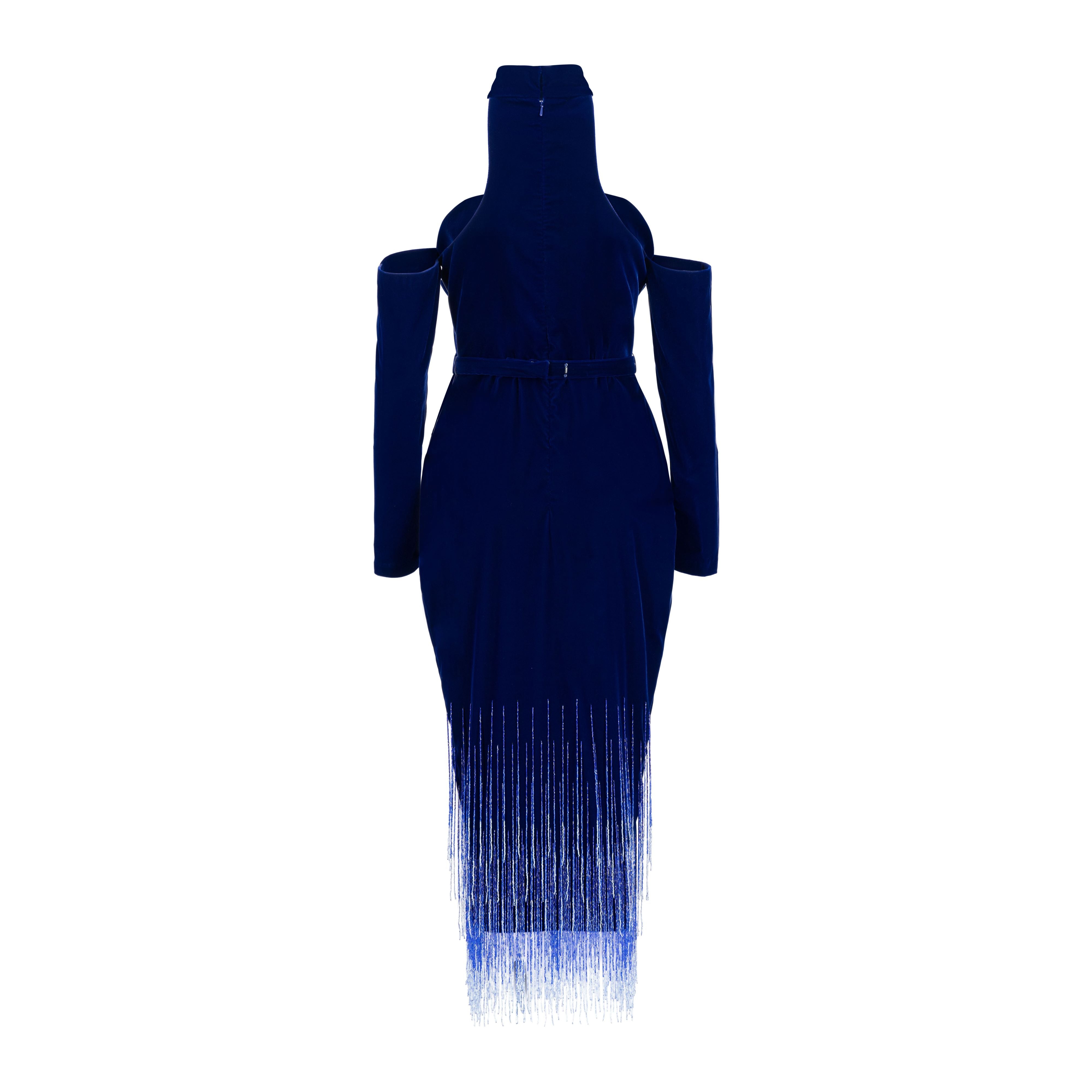 Strapless Ombre Midi Tassels Dress
