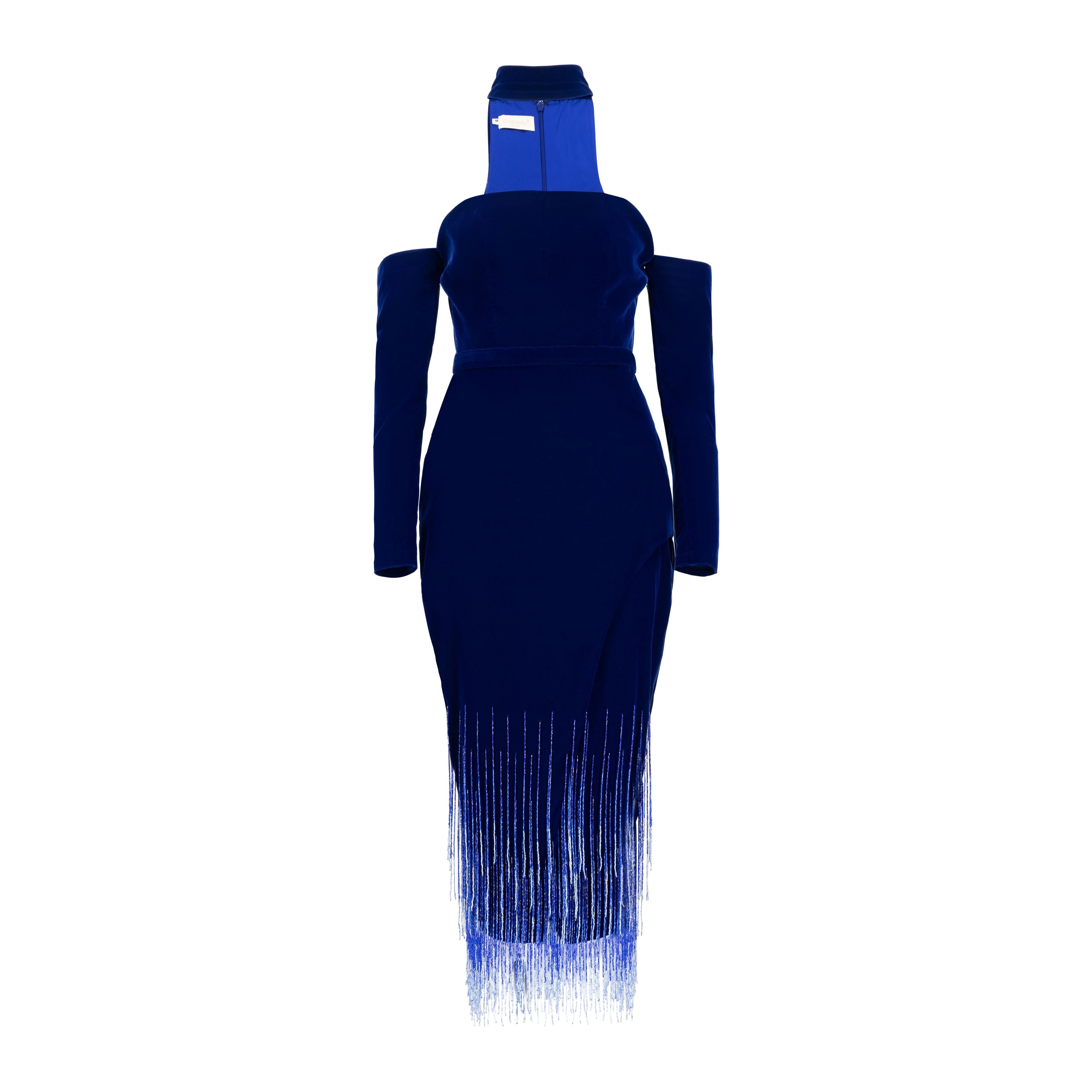 Strapless Ombre Midi Tassels Dress