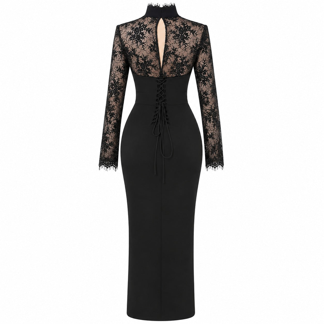 High Neck Lace Body Filter Dress